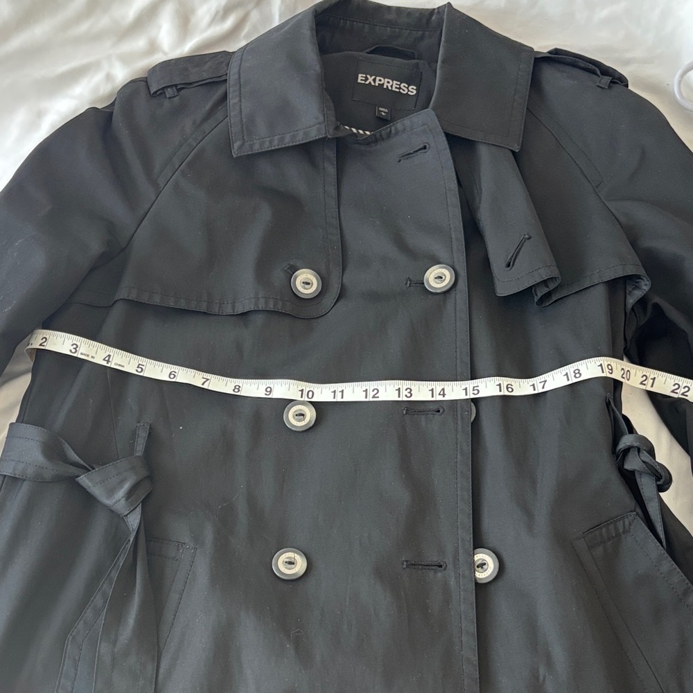 Express Women's Double-Breasted Black Trench Coat